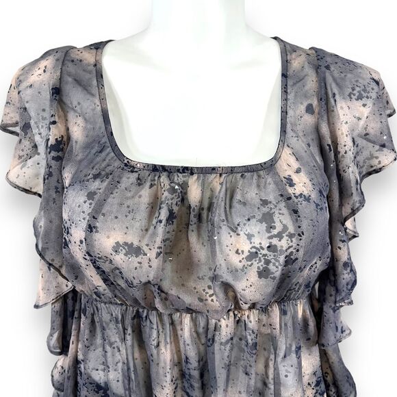 Maurices Womens Blouse Top Shirt Sheer Empire Waist Ruffled Pullover Large - Picture 3 of 10